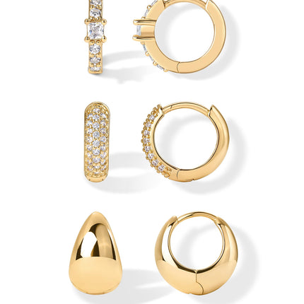 PAVOI Sterling Huggie Earrings for Women, 925 Silver, Yellow Gold
