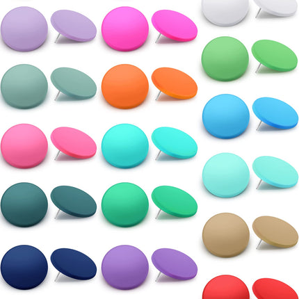 Epakh 20 Pairs Round Button Earrings Large Circle Acrylic Stud Earrings Disc Geometric Earrings Solid Color Retro Neon Button Earrings for Women