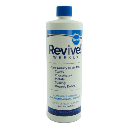 API Revive! Weekly Swimming Pool Clarifier and Water Cleaning Treatment for Phosphate, Metal, and Scale Removal, Cleans Green Pools, 32 Ounce