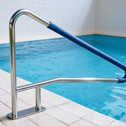 Garvee Pool Handrail 55"x32", Pool Railings for Inground Pools, Safety Handrails 375lbs Load Capacity, 304 Stainless Steel Stair Rail with Grip Cover