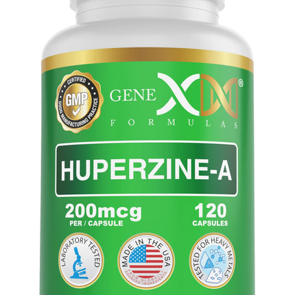 Genex Formulas Huperzine A 200mcg (120 Capsules) | Nootropic Supports Memory, Focus, and Cognitive Health - Non-GMO, Gluten Free, Vegetarian