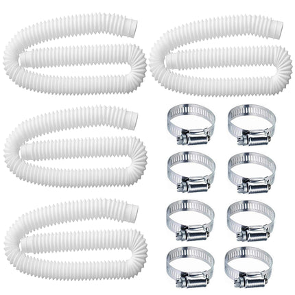 Pool Hoses for Above Ground Pools,1.25 x 59 Inch Pool Filter Hose,Compatible with Intex Filter Pump 607,637 With 8 Metal Clamps (4 Pack)(4)
