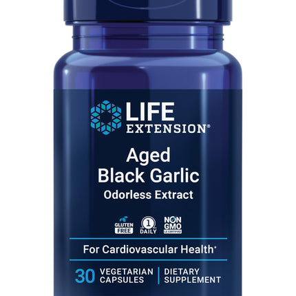 Life Extension Aged Black Garlic, Heart Health Support Supplement, Blood Pressure Health Support, Cholesterol Health Support, Once-Daily, Gluten Free, Vegetarian, Non-GMO, 30 Capsules