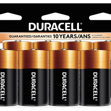 Duracell Coppertop D Batteries, 8 Count (Pack of 1), D Battery with Long-Lasting Power, All-Purpose Alkaline Battery for Household and Office Devices