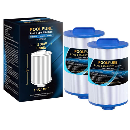 POOLPURE Replacement Filter for PMAX50P4, Unicel 5CH-35,Filbur FC-0300, Baleen AK-90109, Excel Filters XLS-526, Darlly 50353, Pure N Clean PC-0300, SD-00780, SD-00650 Filter Cartridge（1 1/2" MPT） (2)