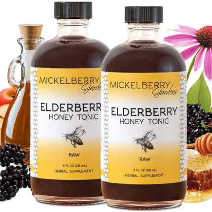 Mickelberry Gardens Elderberry Honey Tonic, Sambucus Syrup, Black Elderberry - Immune Support for Adults and Kids, 8 Ounces (Pack of 2)