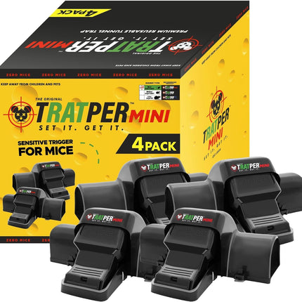 Tratper Mouse Tunnel Traps. Prevents Accidental Triggering with Dual Tunnel Design. Covered Snap Traps for Humane Kill, Safe and Reusable, Pest Control for Mice, Indoor & Outdoor Use, 4 Pack