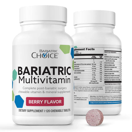 Bariatric Choice My Bariatric Chewable Multivitamin with Iron & 300mg Calcium, Berry (120ct)