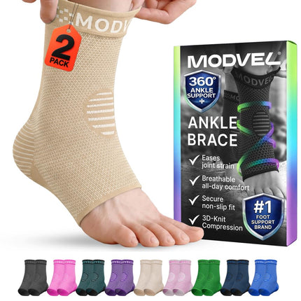 Modvel Foot & Ankle Brace Socks for Sprained Ankle Compression Sleeve - Foot Support for Women & Men - Tendonitis & Arthritis Ankle Brace Sports Running, Torn Ligaments & Women Stabilizing Ankle Wrap