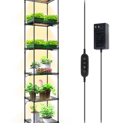Barrina CX83 Plant Stand with Grow Lights, 6-Tier Plant Shelf with 10W Full Spectrum Ultra-Thin Grow Light Panel, 3 Modes, Auto Timer, Ladder Flower Pot Stand Display Rack 15.7" L x 11.8" W x 70.9" H
