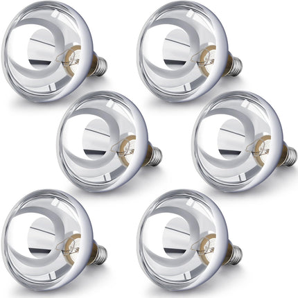 VIHOSE 6 Pack 250 Watt Heat Lamp 120v R40 Heat Lamp Bulbs Glass Incandescent Light Bulbs Incandescent Heating Lightbulbs for Reptiles Chicks Food Puppies Bathroom, Use E26 Base (Silver)