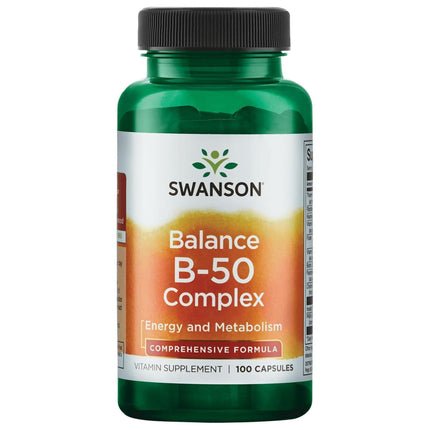 Swanson Balance B-50 High-Potency B Vitamin Complex for Busy Adults Seeking Immune, Heart, and Nervous System Support (250 Capsules)