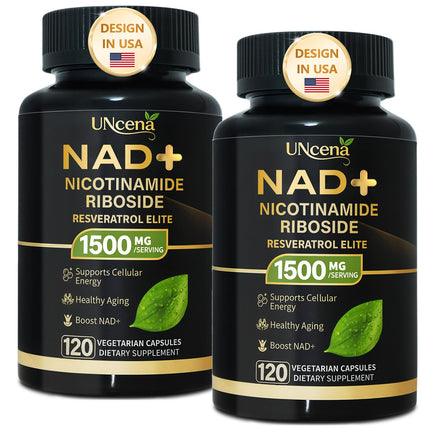 UNcena NAD Supplement 1500mg - Liposomal NAD+ Nicotinamide Riboside with Resveratrol, NAD Plus Boosting - Support Cellular Health, Stamina & Healthy Aging for Women & Men- Pack of 2