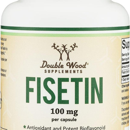 Fisetin Supplement - 100mg of Bioactive Flavnonols, 60 Count (Bioflavonoid Polyphenols Supplement Similar to Apigenin, Luteolin, and Quercetin) Aging Support Senolytic by Double Wood