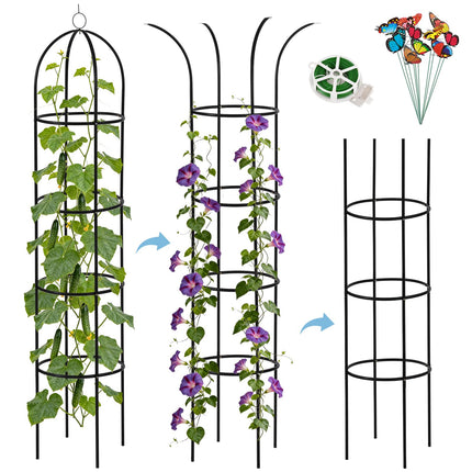 DEVISEFUN 6.6ft 100% Metal Obelisk Trellis for Climbing Plants Outdoor