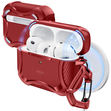 ESR for AirPods Pro 3 Case (2025), Compatible with Airpods Pro 3rd Generation Case (USB-C Cable), Magnetic Lid, MagSafe Ready, Powerful Drop Protection, Cyber Series, Red