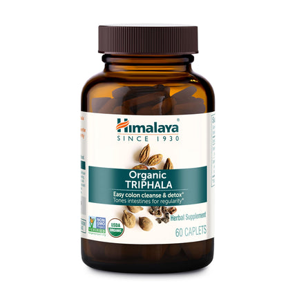 Himalaya Organic Triphala, 2 Month Supply, for Colon Cleanse, Detox & Occasional Constipation, USDA Certified Organic, Non-GMO, Gluten-Free, Extract & Powder Herbal Supplement, 688 mg, 60 Caplets
