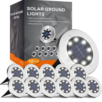 INCX 4.6 inch Solar Lights Outdoor Waterproof,12 Pack Solar Lights for Outside, Solar Garden Lights Landscape Lighting for Patio Pathway Lawn Yard Deck Driveway Walkway, Cold White