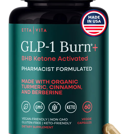 Ketosis & GLP-1 Supplement Weight Loss for Women and Men - Appetite Suppressant, Fat Burner and Metabolic Health with BHB Ketones, Apple Cider Vinegar, Berberine HCL, Turmeric, Cinnamon - Made in USA