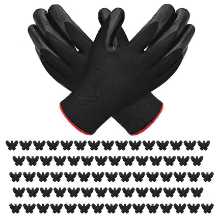 bulkisbargain 72 Pairs Gardening Gloves for Men Women Rubber Coated Breathable Garden Gloves Black