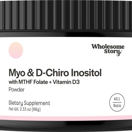 Inositol Supplement Powder with MTHF Folate + Vitamin D3 | Myo-Inositol & D-Chiro Inositol | Hormonal Balance & Healthy Ovarian Support | Vitamin B8 | Alternative to Inositol Capsules | 30 Servings