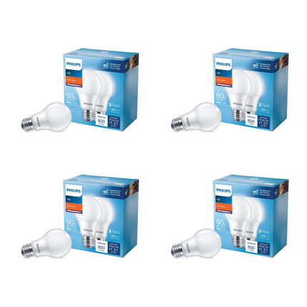 PHILIPS LED Basic Frosted Non-Dimmable A19 Light Bulb - EyeComfort Technology - 800 Lumen - Soft White (2700K) - 10W=60W - E26 Base - Indoor - 8-Pack