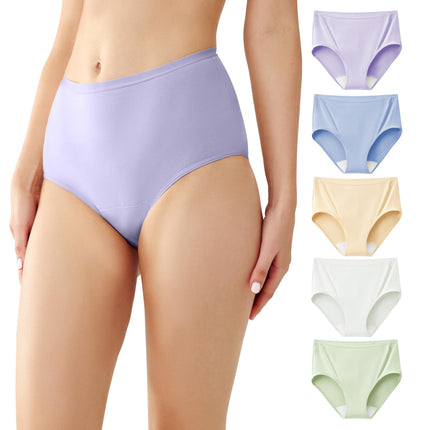 Battewa Quick Dry Incontinence Underwear for Women High Waisted Leak Proof Panties Washable Postpartum Bladder Control Cotton Briefs (Multicolor, Medium, 5 pack)