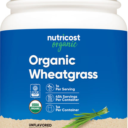 Nutricost Organic Wheatgrass Powder 1 LB - Non-GMO Superfood