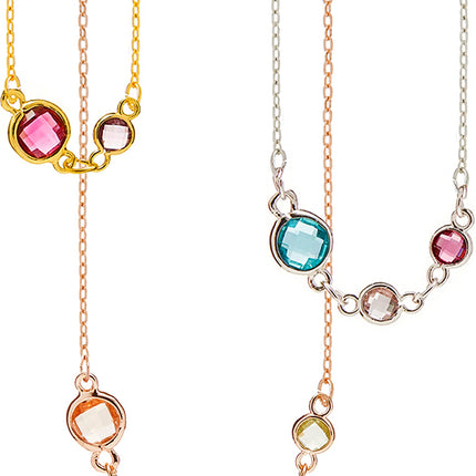 Family Birthstone Necklace for Women, Mom Birthstone Necklace 1 to 6 Stones