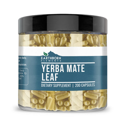 Earthborn Elements Yerba Mate Leaf 200 Capsules, Pure & Undiluted, No Additives
