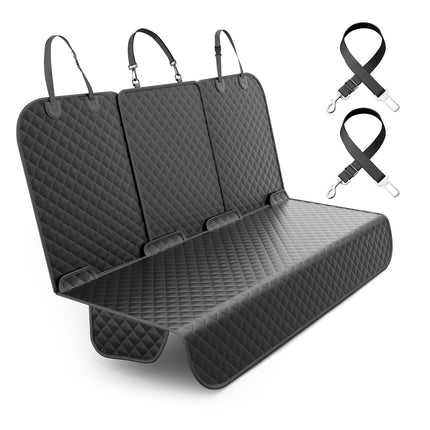 Seeseven Dog Car Seat Cover for Back Seat, Waterproof Pet Car Seat Protector with Zippered Armrest, Non-Slip Comfortable Rear Bench Cover for Cars, SUVs & Trucks - Extra Large - 61W