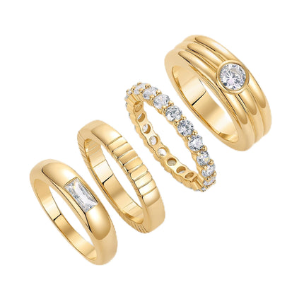 PAVOI 14K Yellow Gold Plated Stackable Rings for Women, Yellow Gold