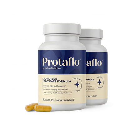 Protaflo Prostate Supplements for Men 2 Pack - Supports Urinary Flow & Bladder Control | Probiotics + Black Walnut, Nettle, Turmeric, Lycopene, Pumpkin Seed, Vitamin D3 & K2, Zinc + Selenium, 60 Caps