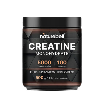 NatureBell Micronized Creatine Monohydrate Powder - 500g - 5000mg Creatine for Women & Men - Unflavored Powder - Easy-to-Mix - Pre & Post Workout Support - Vegan, Keto Friendly - 3rd Party Tested