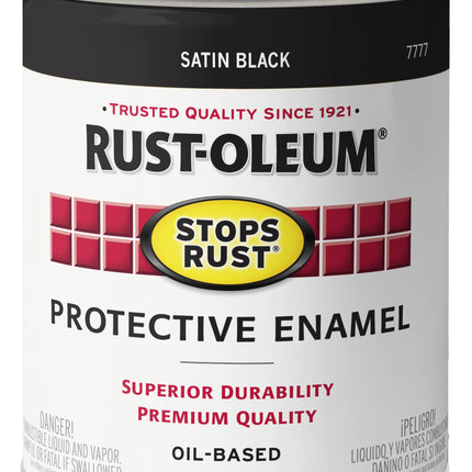 Rust-Oleum 7777502 Stops Rust Brush On Paint, Quart, Satin Black