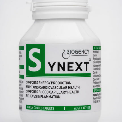 Biogency Synext NAD+ Supplement 30 Tabs Supports Energy Made in Australia