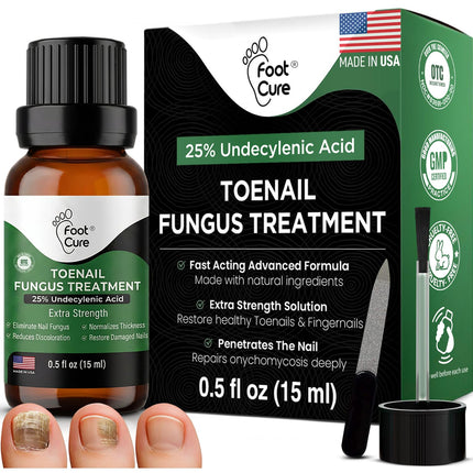 Foot Cure Toenail Fungus Treatment Extra Strength – Athletes Foot Treatment for Toenails, Restorative Nail Repair for Damaged Nails, Toenail Softener with Tea Tree Oil & Oregano Oil - Made in USA