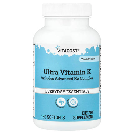 Vitacost Ultra Vitamin K Includes Advanced K2 Complex, 180 Softgels