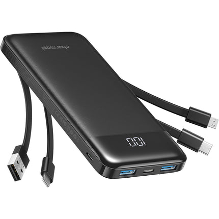 charmast Portable Charger Power Bank with Reinforced Built-in 4 Cables