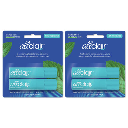 Allclair Nausea Relief Inhaler for Motion & Morning Sickness – Fast-Acting, Non-Drowsy, Natural Alternative to Pills & Patches, Travel Essential (4 Inhalers)