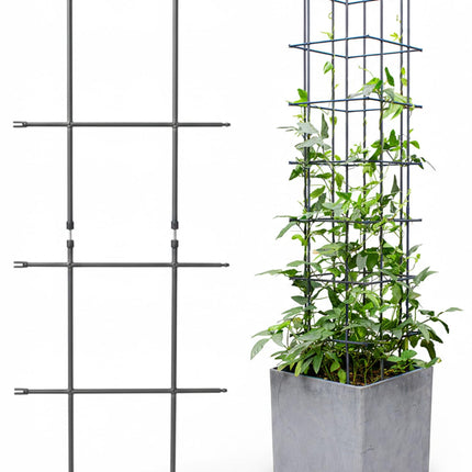 DAIM Multi Link Trellis Plant Support Garden Trellis for Climbing Plants Outdoor Plant Supports for Indoor Plants Stackable Fence Tower Modular L or V-Shape for Balconies & Gardens, Gray, 16 Pieces