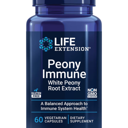 Life Extension Peony Immune, White Peony Root, Immune Health Support, Immune System, Gluten-Free, Non-GMO, Vegetarian, 60 Capsules