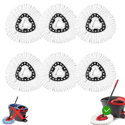 6 Pack Mop Head Replacement Compatible with Oceda Triangle Swivel Mops,Spin Mop Replacement Head 100% Microfiber,Deep Cleaning,EPSUNORISE Replacement Heads Compatible with O Ceda Mop(White)