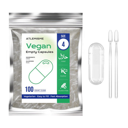 ATLEMISME Empty Vegan Capsules Size 4 - Vegan Capsules DIY Vegetable Capsule(1000 Count (Pack of 1))