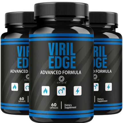 (3 Pack) Viril Edge For Men Capsules - Official VirilEdge Pills Advanced Support For Maximum Strength, All Natural Ingredients Premium Vitamins For Overall Health & Wellness, 180 Capsules For 3 Months