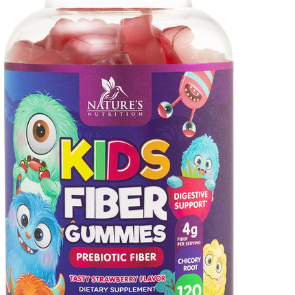 Fiber Gummies for Kids 4g Per Serving - Daily Fiber Gummy Supplement for Kids - Soluble Inulin Prebiotic Gummy for Digestive Health Support - Plant-Based Regularity & Digestion Support - 120 Gummies
