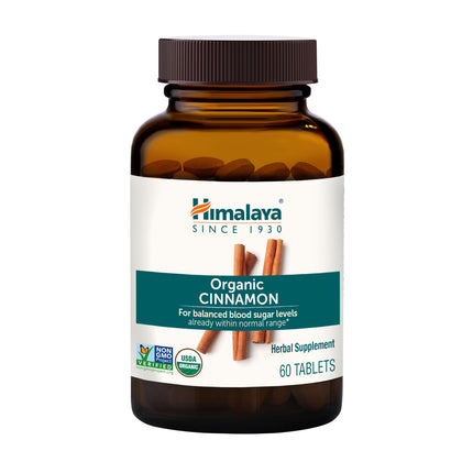 Himalaya Organic Cinnamon, Cinnamon Supplements, 30 Day Supply - Herbal Glucose Metabolism Support - USDA Organic, Non-GMO, Vegan, Gluten Free, 1100 mg, 60 Tablets