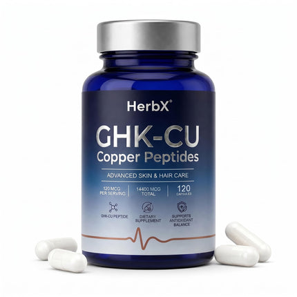 GHK-Cu Copper Peptide Supplement | Systemic Support for Collagen, Skin Elasticity, Hair Thickness & Tissue Repair | (Zinc-Free for Custom Stacking) - 120 Capsules