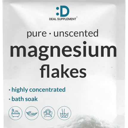 Pure Magnesium Flakes Bath Soaks, 10lbs - Natural Epsom Salt Substitute | High-Absorption Magnesium Chloride Flakes | Hydrates Skin & Promotes Relaxation