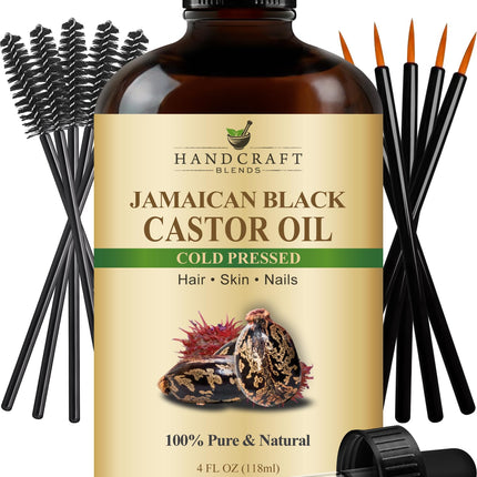 Handcraft Blends Jamaican Black Castor Oil - 12 Fl Oz - 100% Pure and Natural - Premium Grade Oil for Hair Growth, Eyelashes and Eyebrows - Carrier Oil - Hair and Body Oil